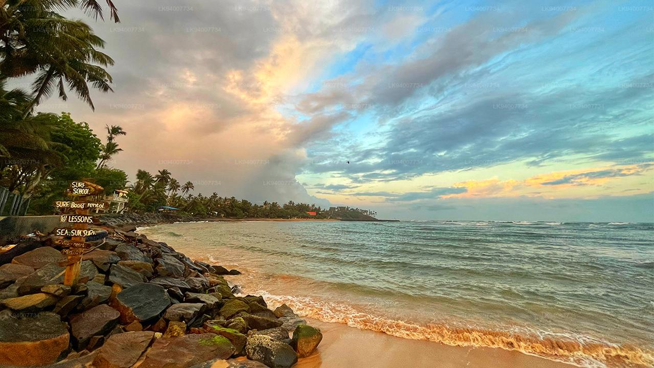 Pristine eastern Sri Lankan coastline with turquoise waters and golden sandy beaches near Trincomalee